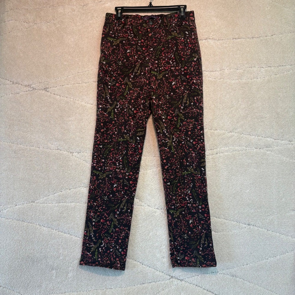 Gloria Vanderbilt Amanda Floral Jeans Women's Size 6 Black Pink Used Excellent*